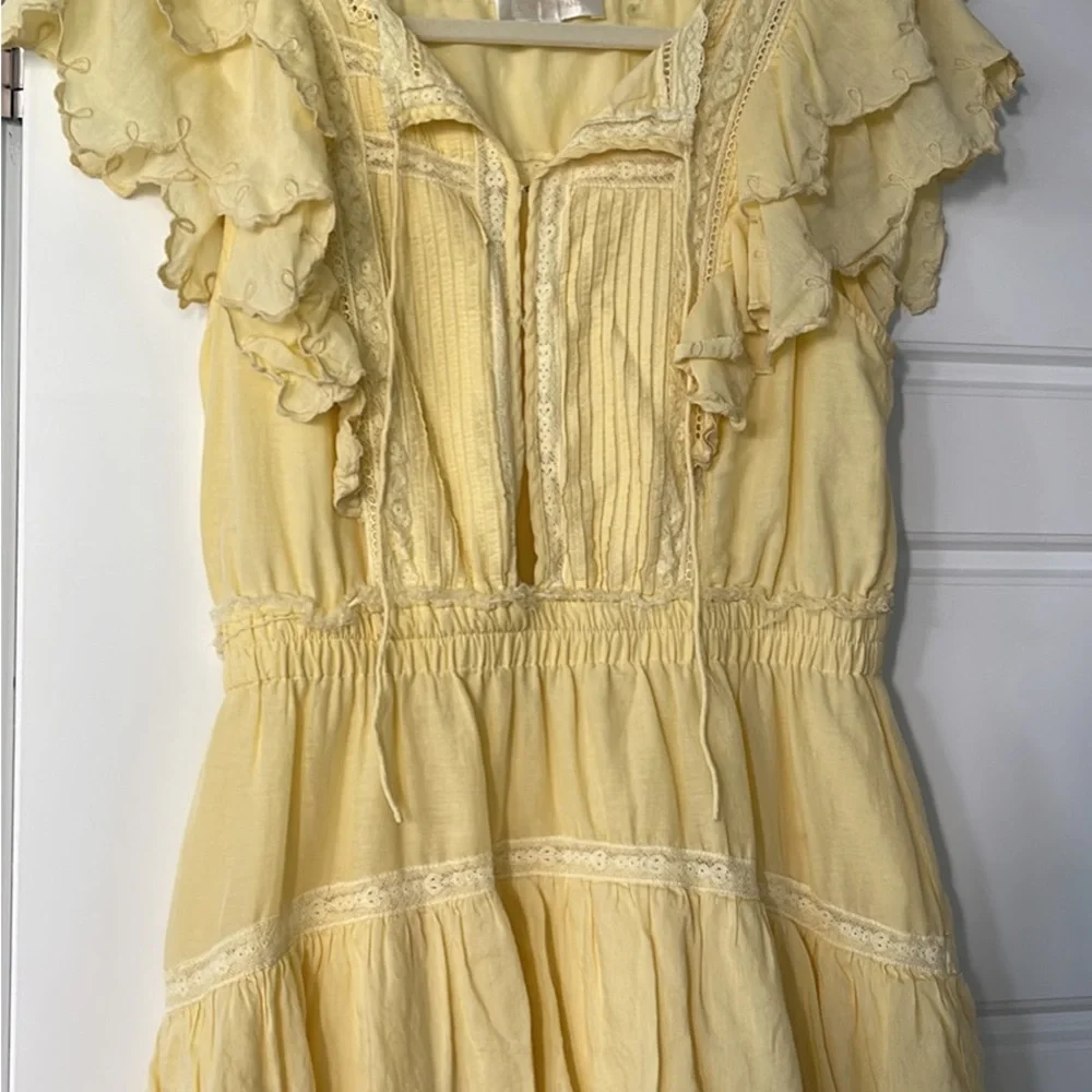 LoveShackFancy Yellow Ruffled Smocked Mini Sundress - Picture 1 of 2